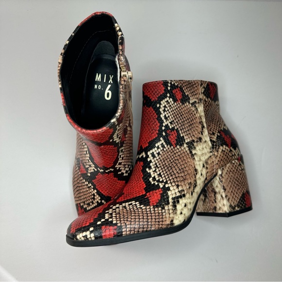 Mix No. 6 Phaux Leather Snakeskin Print Heeled Ankle Boots - Picture 2 of 9